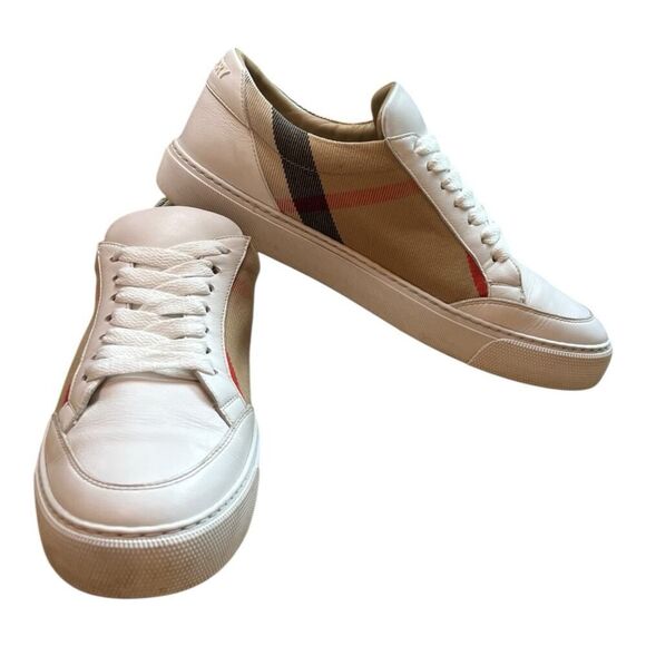 Burberry Shoes - Authentic Burberry Salmond Check & Leather Sneakers Womens Luxury EU38/US8